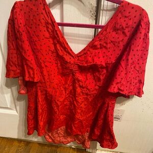 Red Polka Dot Women's Top